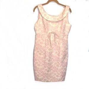 Eliza J NY Sheath Dress Size 6 Cream & Pink Floral Print 60's Vintage Style NWT